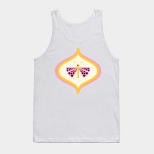 Pink and yellow cute retro butterfly with black dots Tank Top